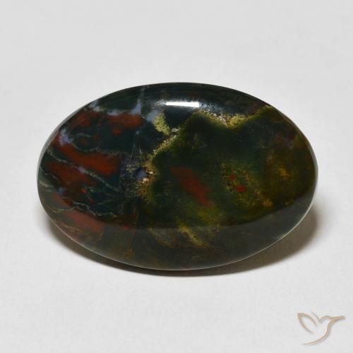 Pedra de sangue multicolorido natural 16,79ct, corte oval, opaco