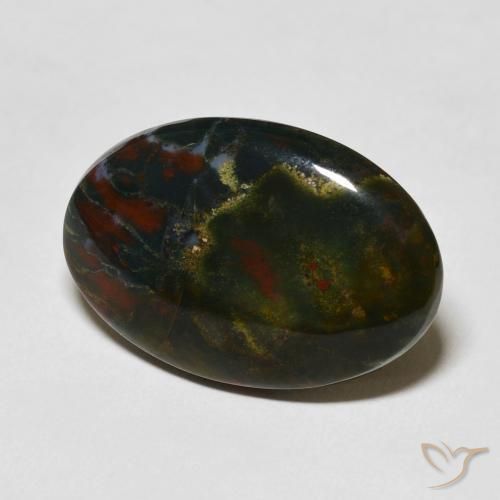 Pedra de sangue multicolorido natural 16,79ct, corte oval, opaco