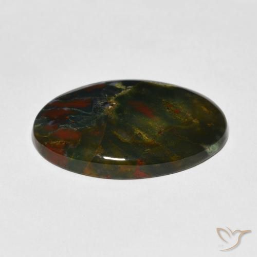 Pedra de sangue multicolorido natural 16,79ct, corte oval, opaco