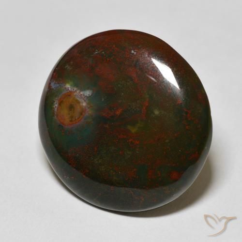Pedra de Sangue verde e vermelho Natural 29.21ct, Redondo, Opaco
