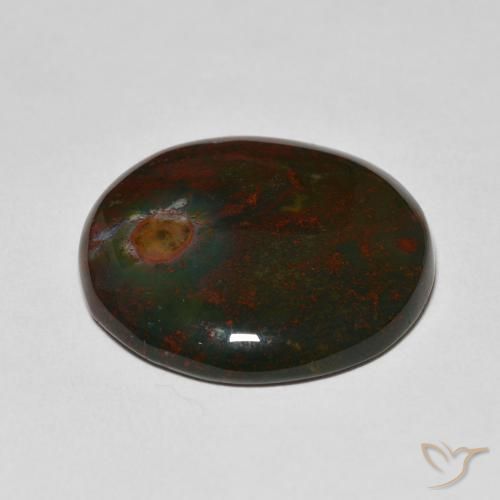 Pedra de Sangue verde e vermelho Natural 29.21ct, Redondo, Opaco
