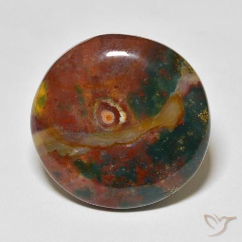 27.51ct Natural Multicolorido Pedra de Sangue, Redondo, Opaco