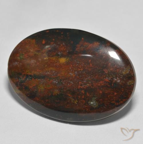 Pedra de Sangue Multicolorido Natural 44.08ct, oval, Opaco