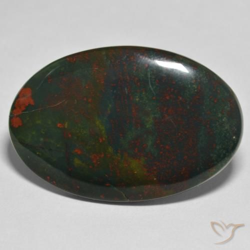 32.64ct Natural verde e vermelho Pedra de Sangue, oval, Opaco