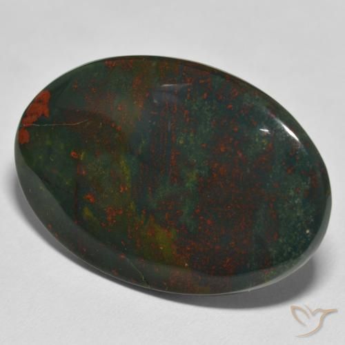 Pedra de Sangue verde e vermelho Natural 32.64ct, oval, Opaco