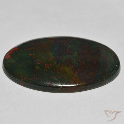 Pedra de Sangue verde e vermelho Natural 32.64ct, oval, Opaco