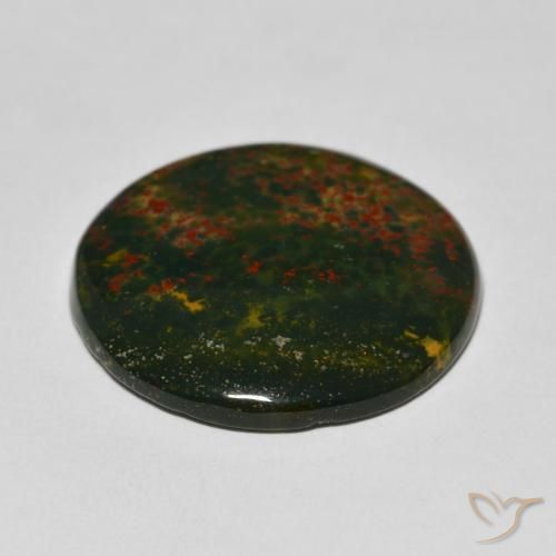 Pedra de Sangue verde e vermelho Natural 25.91ct, Corte Redondo, Opaco