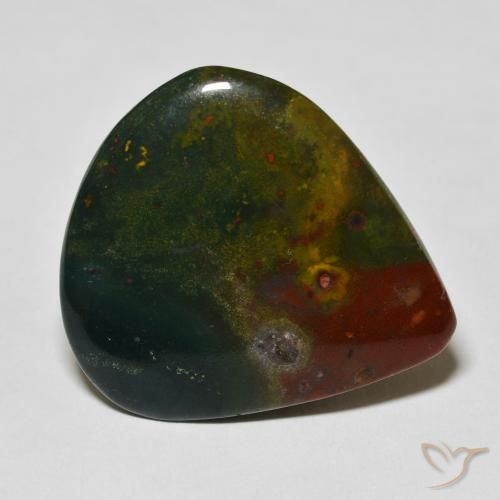 Pedra de Sangue Verde escuro Natural 38.95ct, Formato de pêra, Opaco