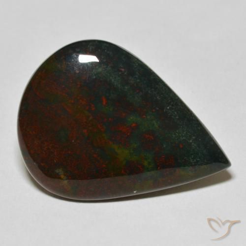 23.05ct Natural verde e vermelho Pedra de Sangue, Formato de pêra, Opaco