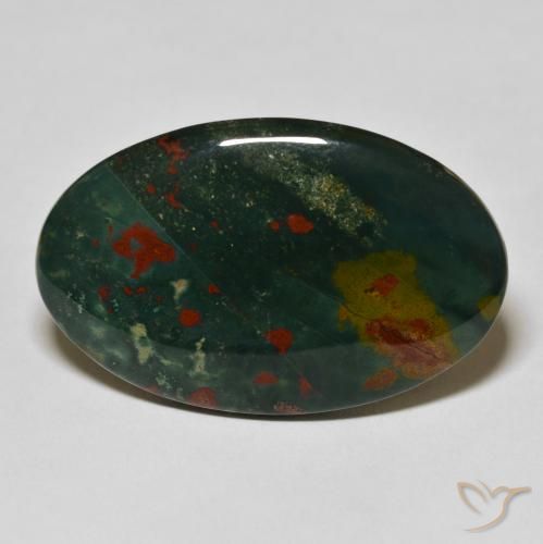 38.07ct Natural Verde escuro Pedra de Sangue, oval, Opaco