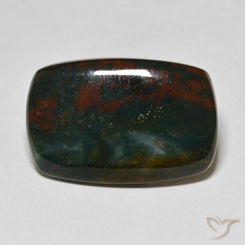18.75ct Natural Verde escuro Pedra de Sangue, Almofada, Opaco