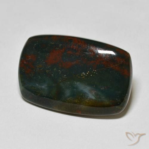 Pedra de Sangue Verde escuro Natural 18.75ct, Almofada, Opaco