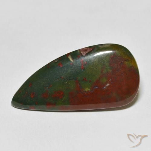 17.16ct Natural verde e vermelho Pedra de Sangue, Formato de pêra, Opaco
