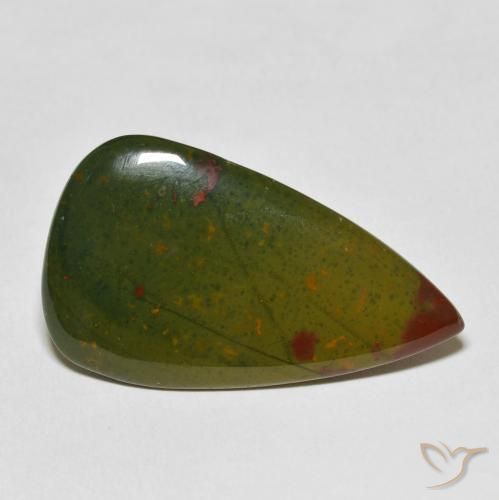 Pedra de Sangue verde e vermelho Natural 20.29ct, Formato de pêra, Opaco