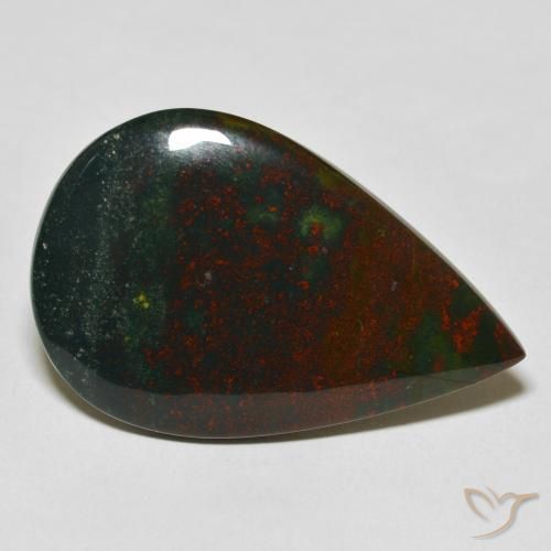 27.57ct Natural verde e vermelho Pedra de Sangue, Formato de pêra, Opaco