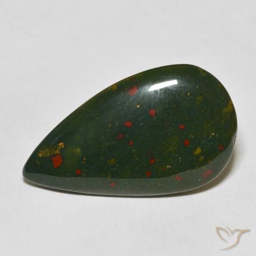 15.48ct Natural verde e vermelho Pedra de Sangue, Formato de pêra, Opaco