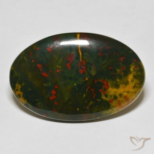 38.49ct Natural verde e vermelho Pedra de Sangue, oval, Opaco
