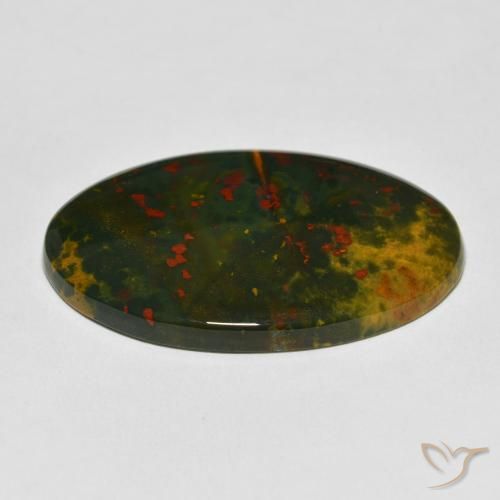 Pedra de Sangue verde e vermelho Natural 38.49ct, Corte Oval, Opaco