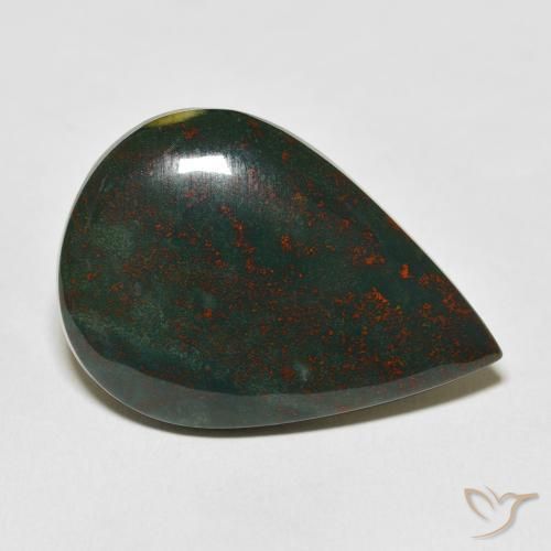 25.50ct Natural verde e vermelho Pedra de Sangue, Formato de pêra, Opaco