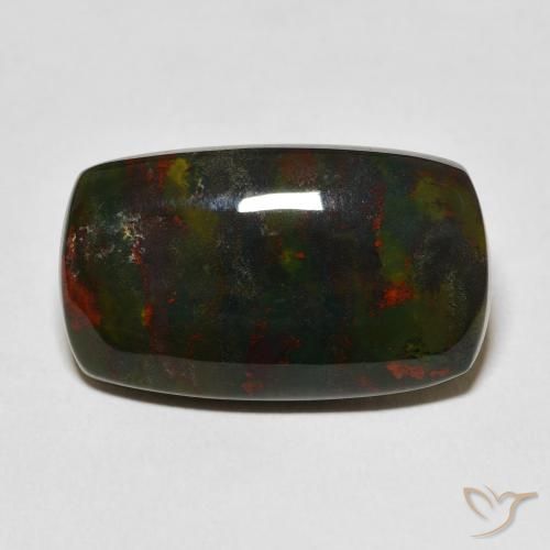 Pedra de Sangue verde e vermelho Natural 15.98ct, Almofada cortada, Opaco