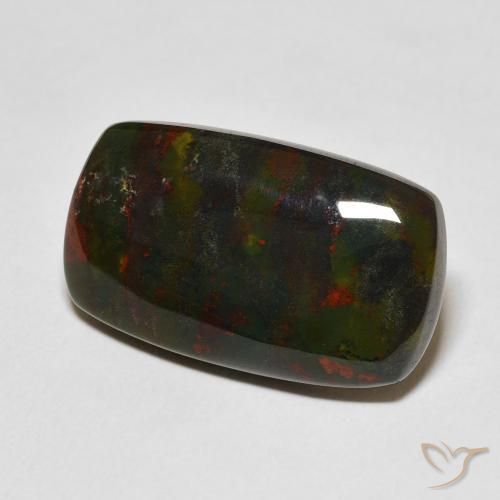Pedra de Sangue verde e vermelho Natural 15.98ct, Almofada cortada, Opaco