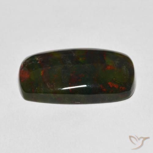 Pedra de Sangue verde e vermelho Natural 15.98ct, Almofada cortada, Opaco