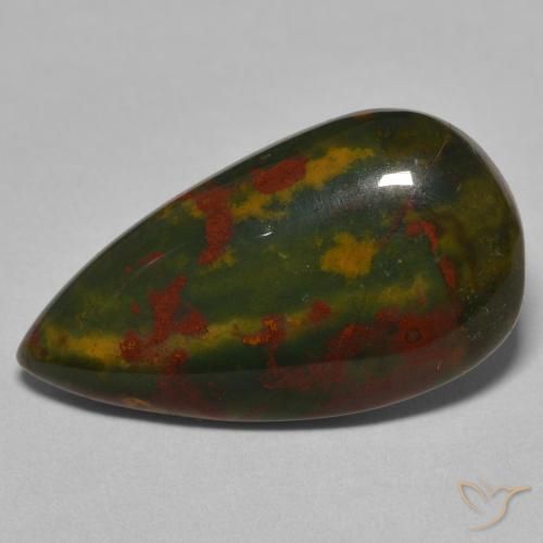 15.94ct Natural verde e vermelho Pedra de Sangue, Formato de pêra, Opaco