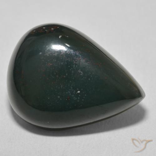 Pedra de Sangue verde e vermelho Natural 24.30ct, Formato de pêra, Opaco