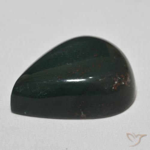 Pedra de Sangue verde e vermelho Natural 24.30ct, Formato de pêra, Opaco