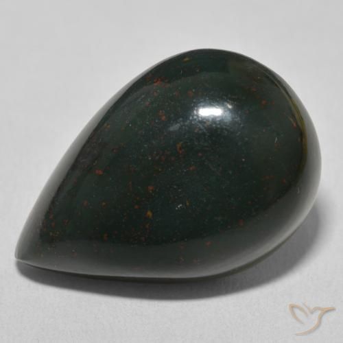 25.62ct Natural verde e vermelho Pedra de Sangue, Formato de pêra, Opaco