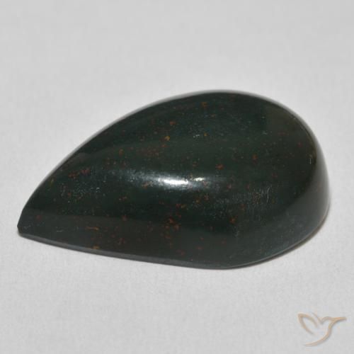 Pedra de Sangue verde e vermelho Natural 25.62ct, Formato de pêra, Opaco