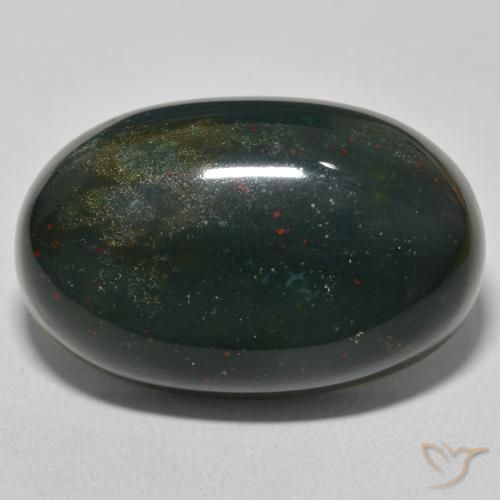 37.80ct Natural Verde escuro Pedra de Sangue, oval, Opaco