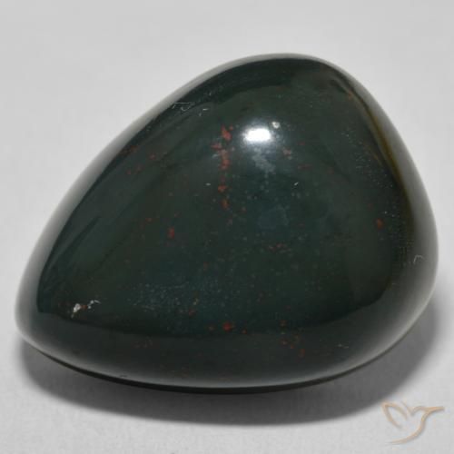 29.36ct Natural Verde escuro Pedra de Sangue, Formato de pêra, Opaco
