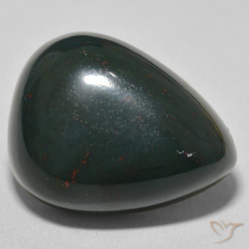 Pedra de Sangue Verde escuro Natural 29.36ct, Formato de pêra, Opaco