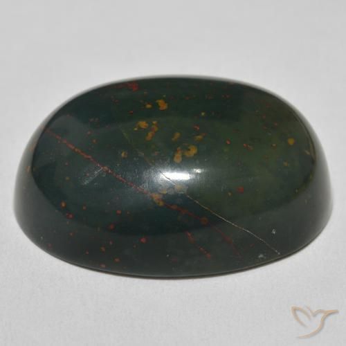Pedra de Sangue verde escuro Natural 48.69ct, oval, Opaco
