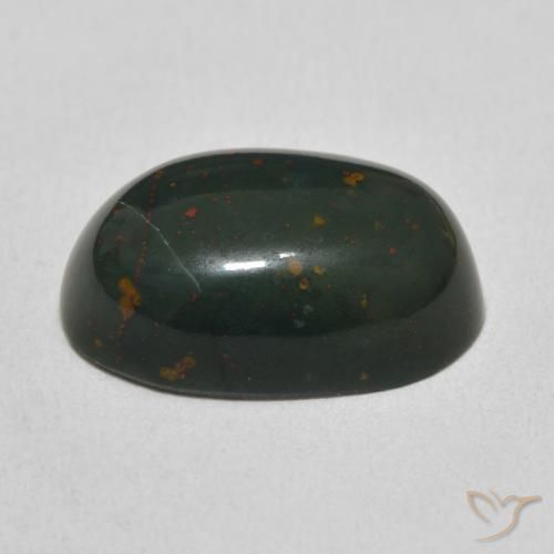 Pedra de Sangue verde escuro Natural 9.92ct, oval, Opaco