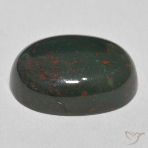 Pedra de Sangue verde e vermelho Natural 21.79ct, oval, Opaco