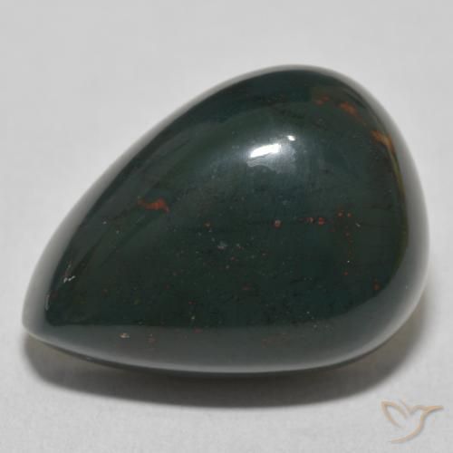 32.84ct Natural Verde Multicolor Pedra de Sangue, Formato de pêra, Opaco