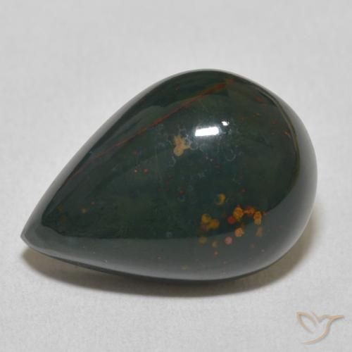 10.92ct Natural verde escuro Pedra de Sangue, Formato de pêra, Opaco