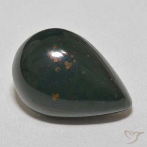 Pedra de Sangue verde escuro Natural 10.92ct, Formato de pêra, Opaco