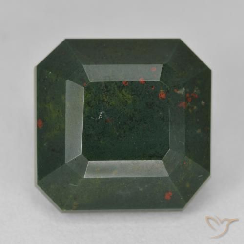 17.25ct Natural Verde floresta Pedra de Sangue, Corte Esmeralda, Opaco