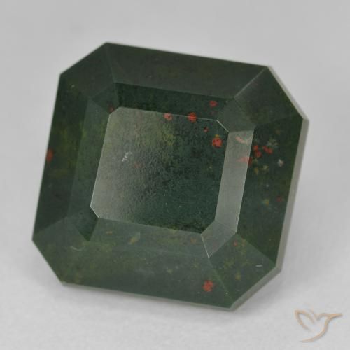 Pedra de Sangue Verde floresta Natural 17.25ct, Corte Octógono / Esmeralda, Opaco