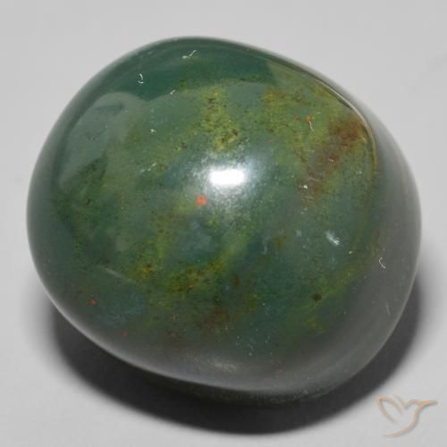 Pedra de Sangue verde com vermelho Natural 56.88ct, oval, Opaco
