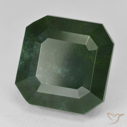 Pedra de Sangue Verde escuro Natural 18.72ct, Corte Octógono / Esmeralda, Opaco