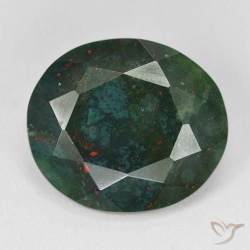 Pedra de sangue verde natural 11,98ct, corte oval, opaco