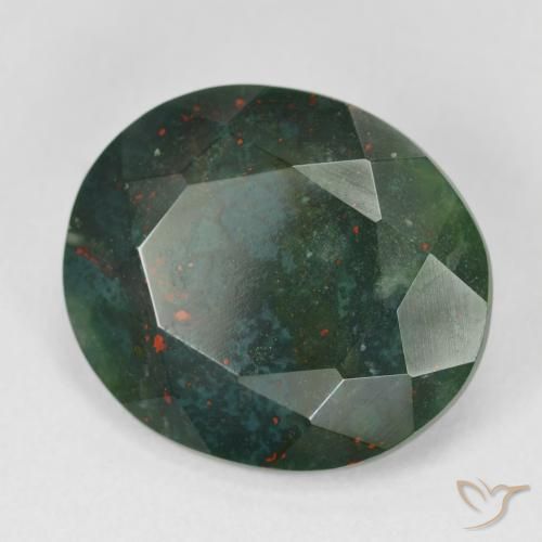 Pedra de sangue verde natural 11,98ct, corte oval, opaco