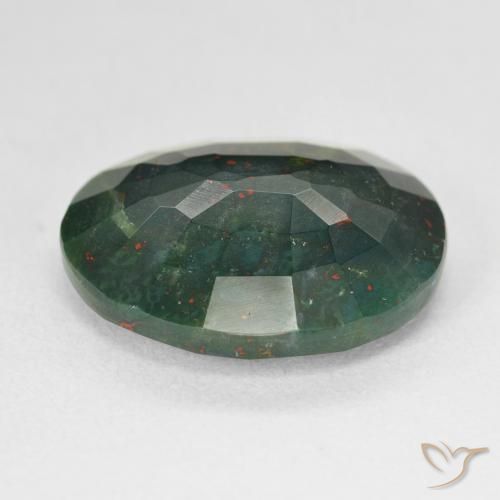 Pedra de sangue verde natural 11,98ct, corte oval, opaco