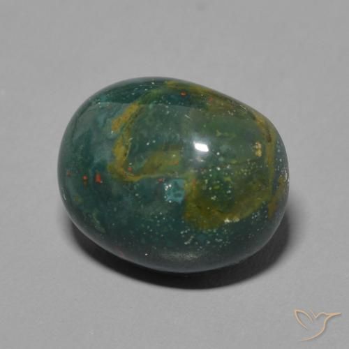 Pedra de Sangue Verde escuro Natural 4.64ct, Corte Oval, Opaco