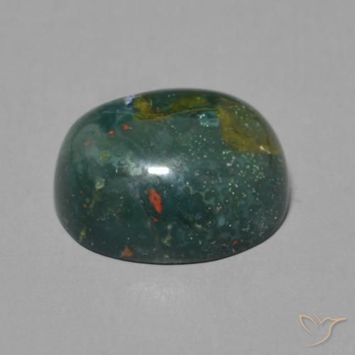 Pedra de Sangue Verde escuro Natural 4.64ct, Corte Oval, Opaco