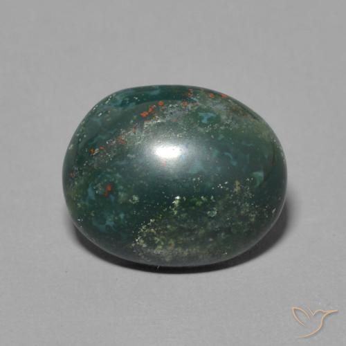 Pedra de Sangue Verde Multicolor Natural 2.50ct, Corte Oval, Opaco
